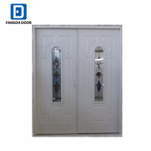 Fangda puerta de entrada de metal decorativo de vidrio